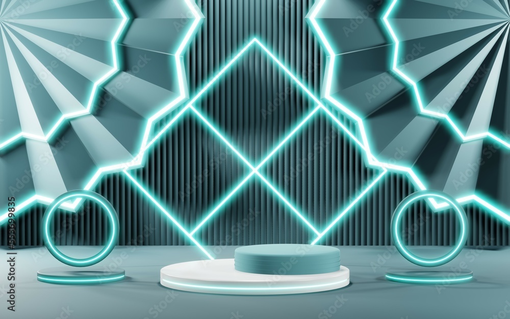3D render of Podium background in blue tones for displaying cream products. cosmetics 3D render of Podium background in blue tones for displaying cream products. cosmetics