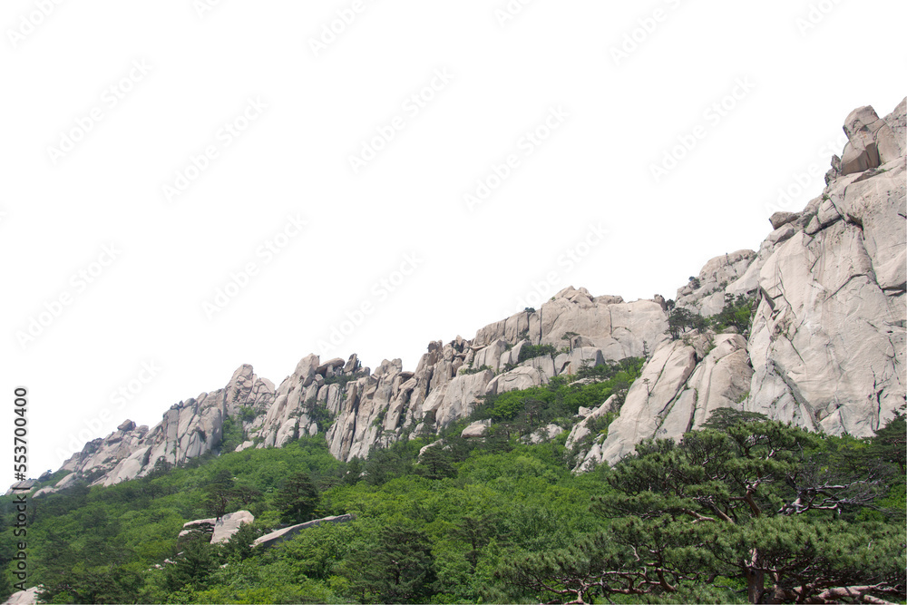 Obraz premium Isolated PNG cutout of a cliff on a transparent background, ideal for photobashing, matte-painting, concept art