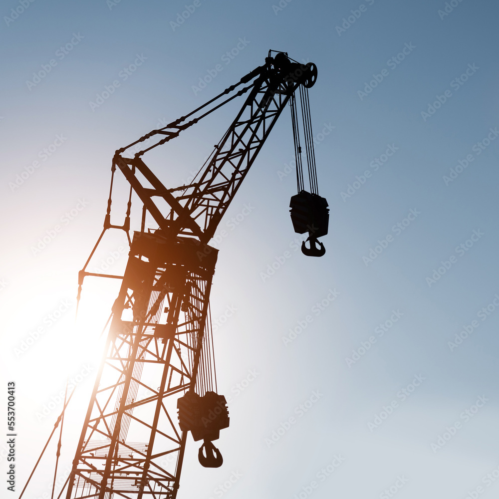 Looking crane working from below