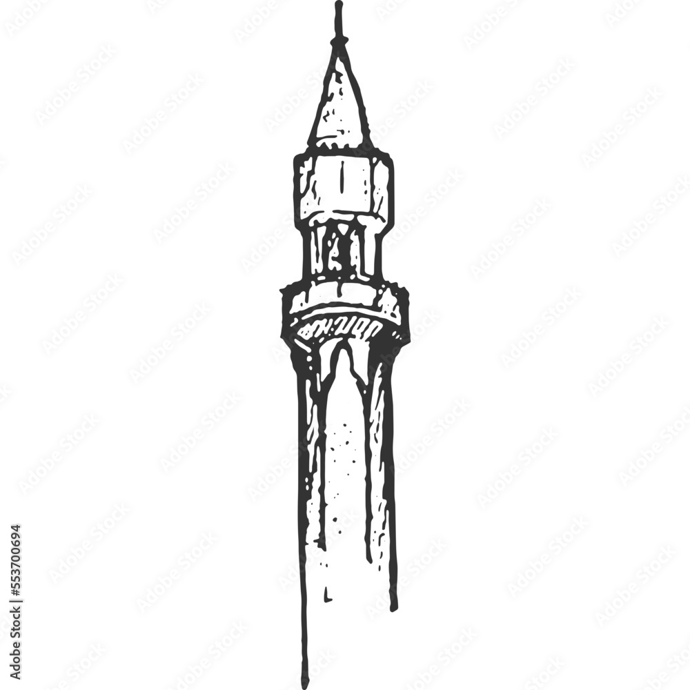 Obraz premium Castle Tower Vintage Illustration Vector