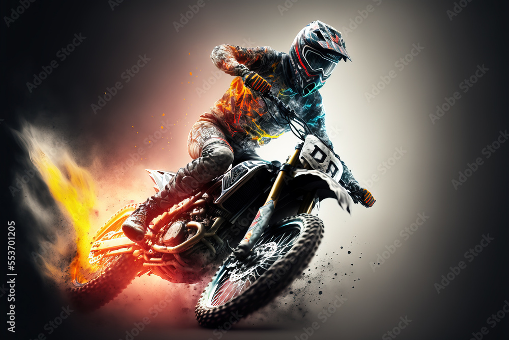 Dirt bike rider doing a big jump. Supercross, motocross, high speed. Sport  concept. Digital art Stock Illustration | Adobe Stock