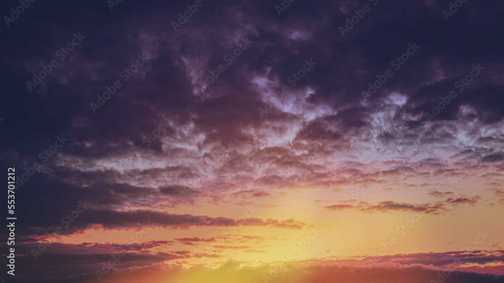 Amazing Natural Bright Dramatic Sky In Different Colours During Sunset Sunrise Time. Colorful Sky Background. Beauty In Nature. Amazing Natural Bright Dramatic Sky In Different Colours During Sunset Sunrise Time. Colorful Sky Background. Beauty In Nature.