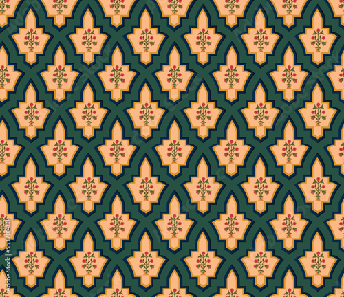 Moroccan seamless pattern with floral decoration. Best for wall decoration, wrapping paper, textile, fabric print, and packaging