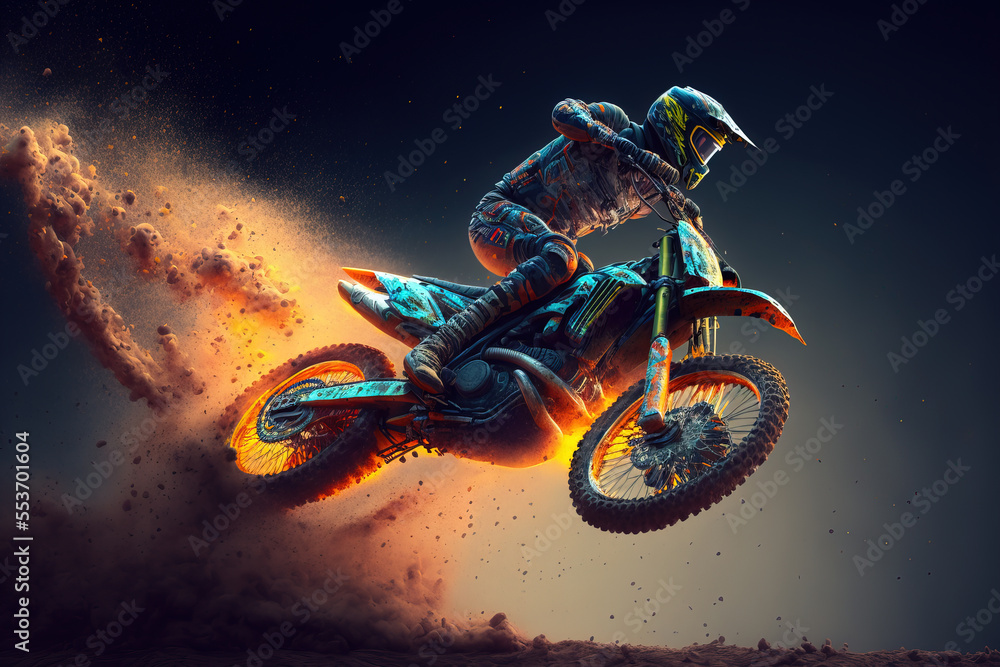 Fotografie, Obraz Dirt bike rider doing a big jump | Posters.cz