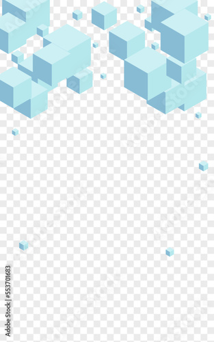 Grey Polygon Background Transparent Vector. Cubic Minecraft Template. White Cube Digital Design. Template Texture. Blue Geometry Square.
