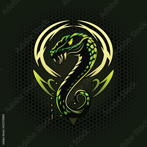 E-sports Snake Logo, venomous Green Snake e-sport logo