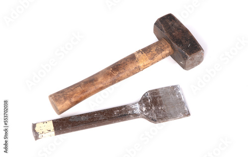 Old grungy chisel for stone works photo