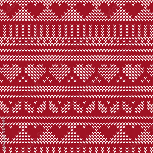red valentine fair isle knit seamless vector pattern