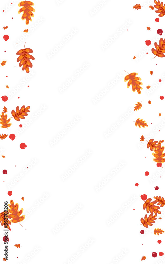 Obraz premium Orange Leaves Background White Vector. Acorn Forest Texture. Brown Leaf. November Illustration. Yellow Plant Gradation.