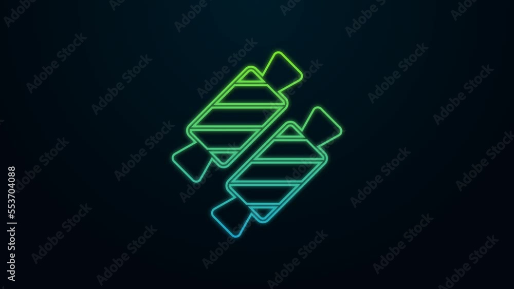 Glowing neon line Candy icon isolated on black background. Happy Valentines day. 4K Video motion graphic animation Glowing neon line Candy icon isolated on black background. Happy Valentines day. 4K Video motion graphic animation