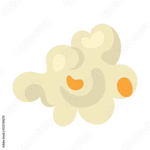 Popcorn snack for eating during premiere of movie. Vector illustration of souffles grain isolated on white