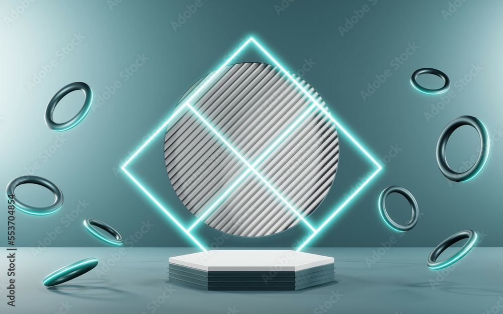 3D render of Podium background in blue tones for displaying cream products. cosmetics 3D render of Podium background in blue tones for displaying cream products. cosmetics