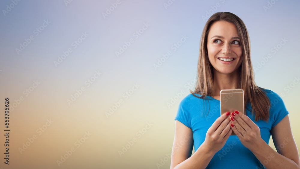 Attractive Young beautiful woman with phone Attractive Young beautiful woman with phone