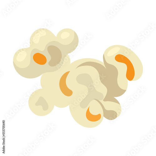 Popcorn snack for eating during premiere of movie. Vector illustration of souffles grain isolated on white background
