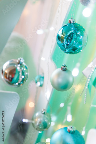 Obraz na płótnie Stylish living room or studio Christmas interior in mint and tiffany colors