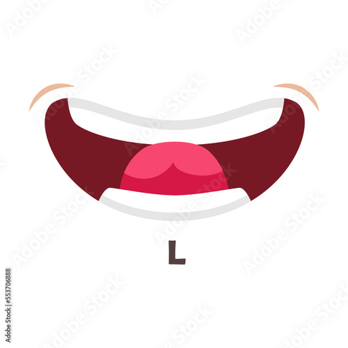Mouth movement letter L pronunciation. Vector illustration movement of mouth making sounds isolated on white