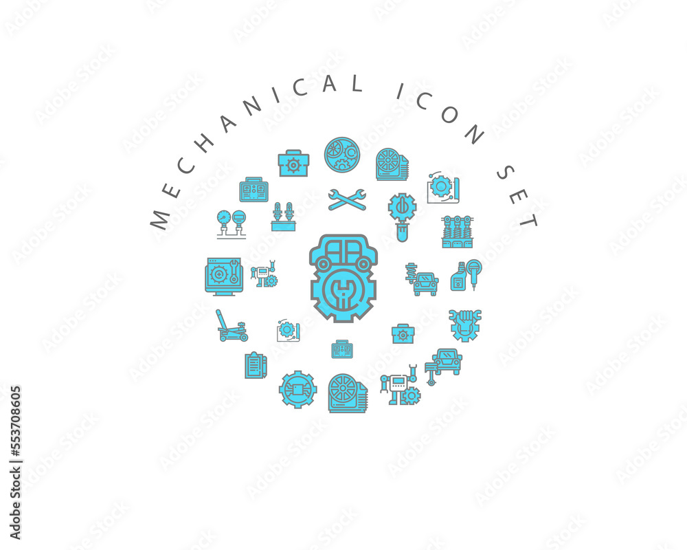 Vector mechanical icon set 