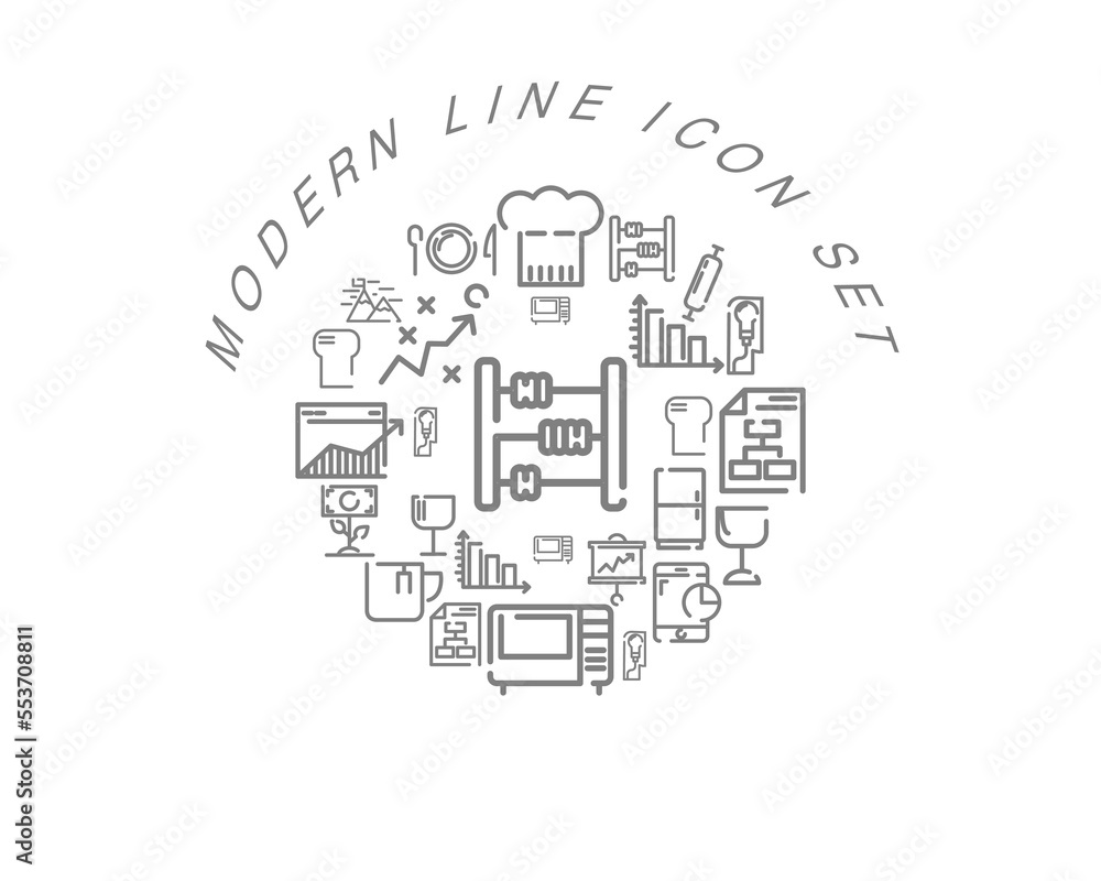 Vector modern line icon set