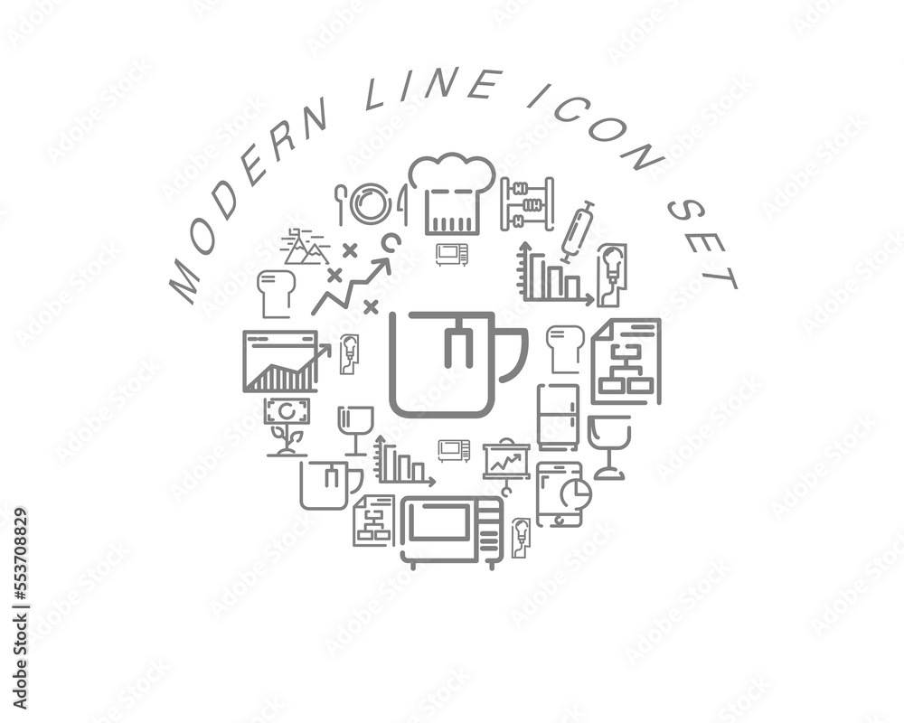 Vector modern line icon set Vector modern line icon set