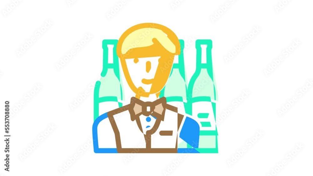 sommelier profession color icon animation sommelier profession color icon animation