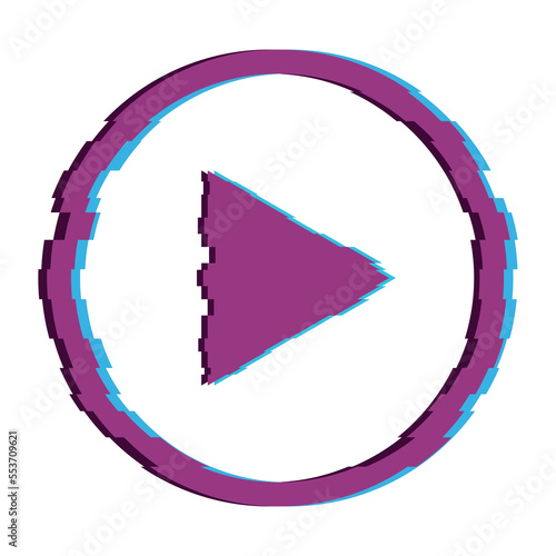 Glitch effect play button vector