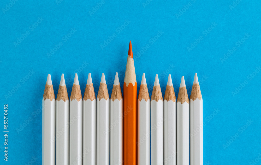Yellow pencil standing out from the crowd Yellow pencil standing out from the crowd