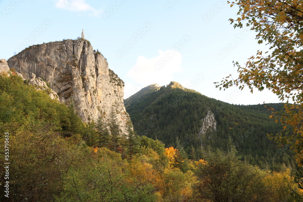 Provencal Chapel on Mountain in Autumn