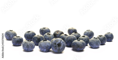 Fresh blueberries isolated on white, macro 