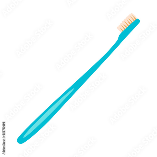 Straight toothbrush. Tool for dental care and oral hygiene. Vector illustration of dentist equipment. Cartoon tooth toothbrush isolated on white
