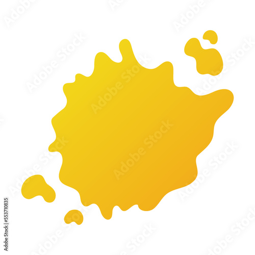 Splash of yellow pain. Vector illustration of abstract ink drops and blots with splatters isolated on white. Drawing hobby