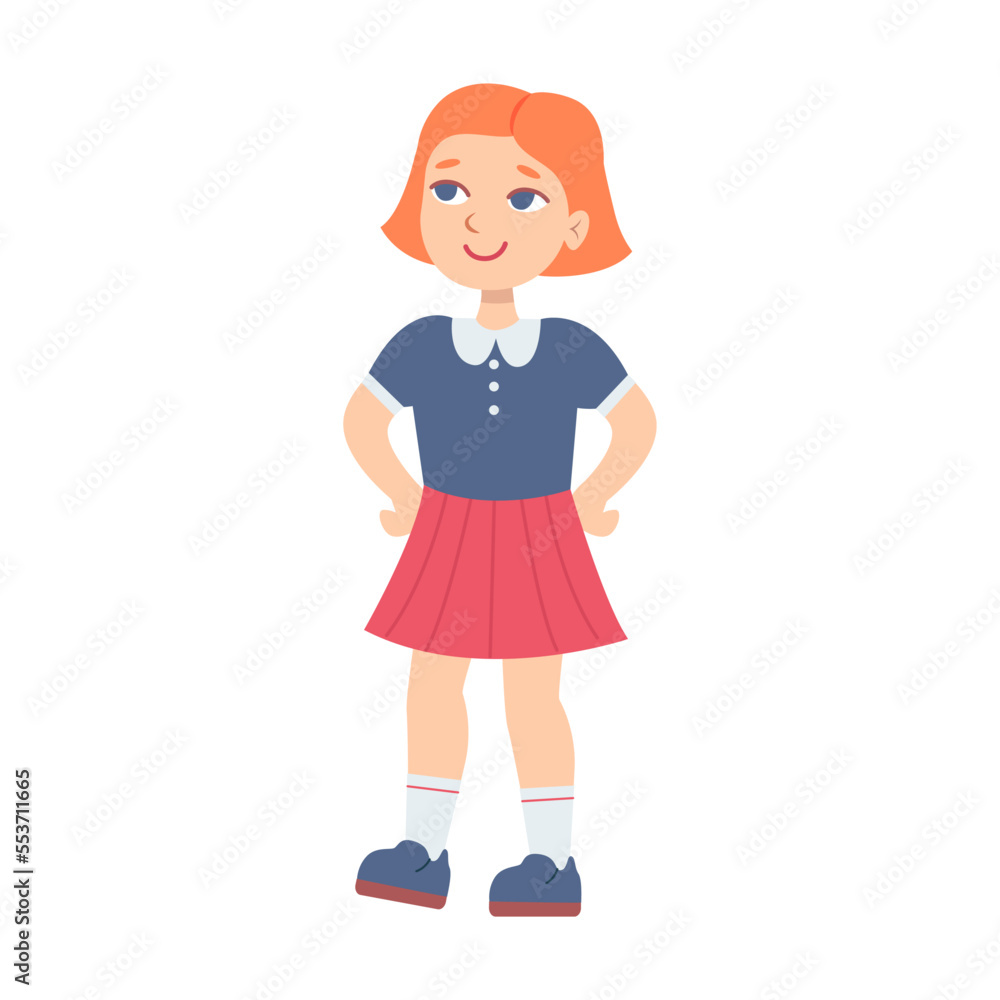 Multicultural happy schoolgirl. Vector illustration of diverse young character. Cartoon international boys and girls isolated on white Multicultural happy schoolgirl. Vector illustration of diverse young character. Cartoon international boys and girls isolated on white