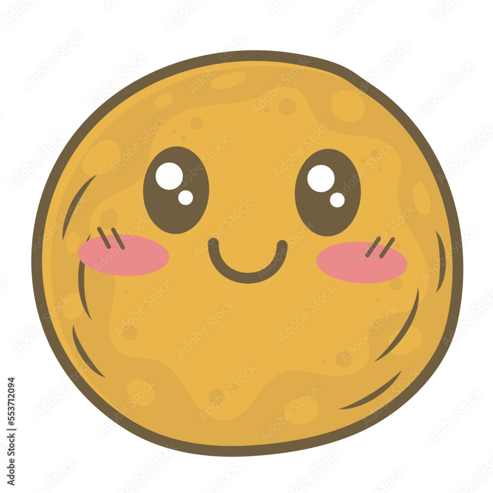 Fototapeta premium Kawaii cartoon mexican sopaipillas pumpkin fritters isolated on white background