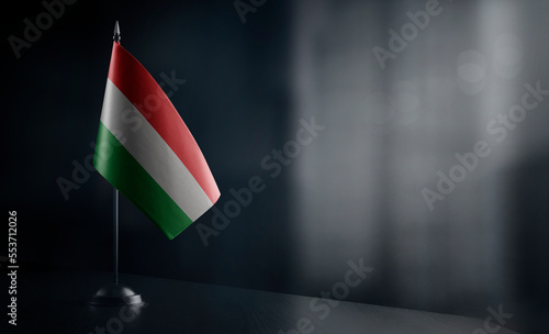 Obraz na plátně Small national flag of the Hungary on a black background
