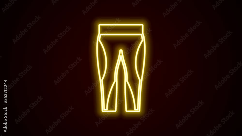Glowing neon line Leggings icon isolated on black background. 4K Video motion graphic animation Glowing neon line Leggings icon isolated on black background. 4K Video motion graphic animation