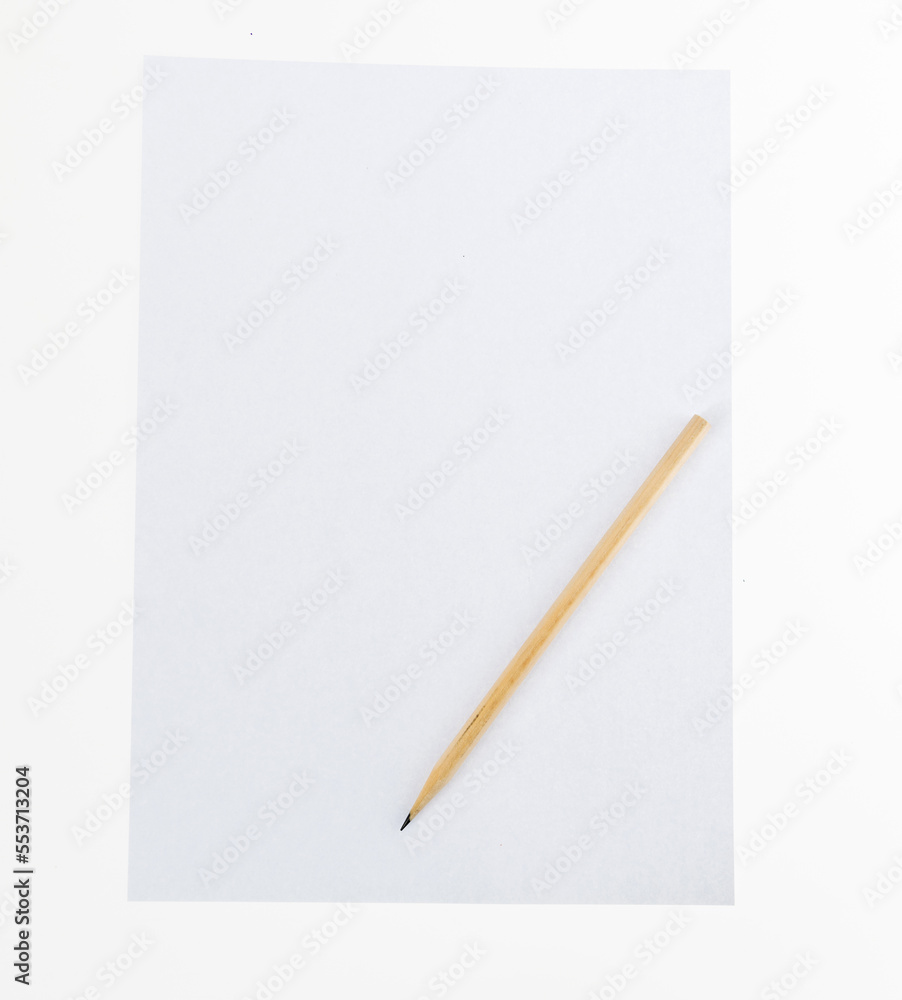 Pencil and blank paper on white background Pencil and blank paper on white background