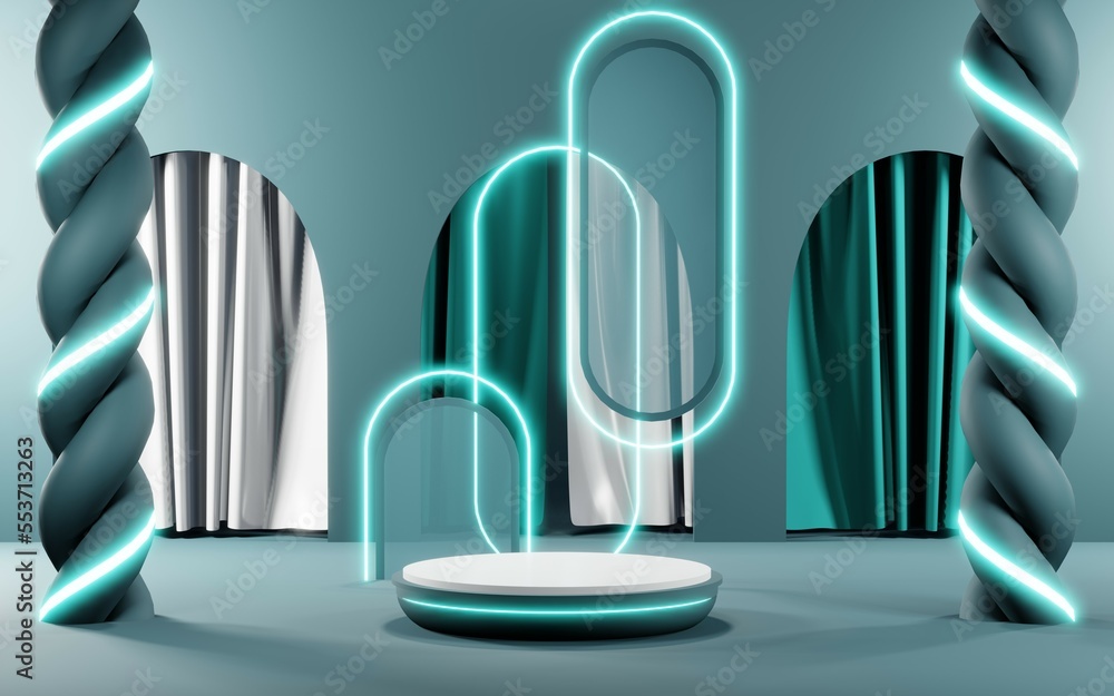 3D render of Podium background in blue tones for displaying cream products. cosmetics 3D render of Podium background in blue tones for displaying cream products. cosmetics