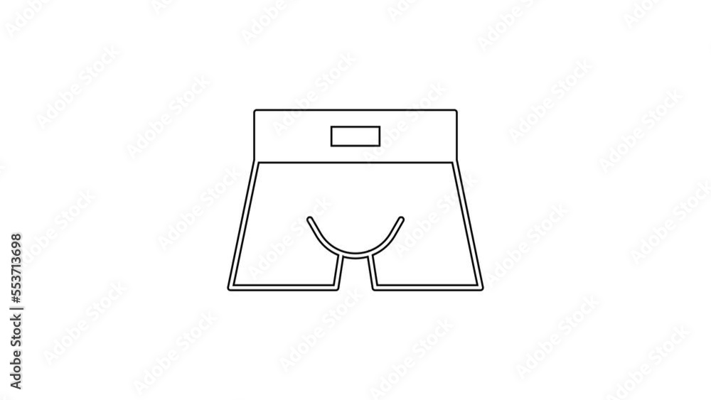 Black line Men underpants icon isolated on white background. Man underwear. 4K Video motion graphic animation Black line Men underpants icon isolated on white background. Man underwear. 4K Video motion graphic animation