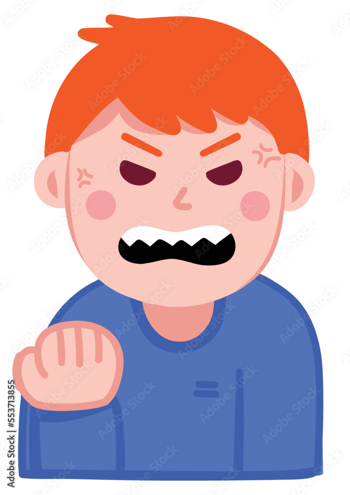 Sticker on an angry boy Sticker on an angry boy