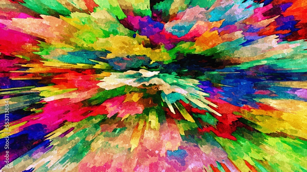 Abstract psychedelic fractal background of stylized watercolor illustration, colored chaotically blurred spots and paint strokes of different sizes and shapes Abstract psychedelic fractal background of stylized watercolor illustration, colored chaotically blurred spots and paint strokes of different sizes and shapes