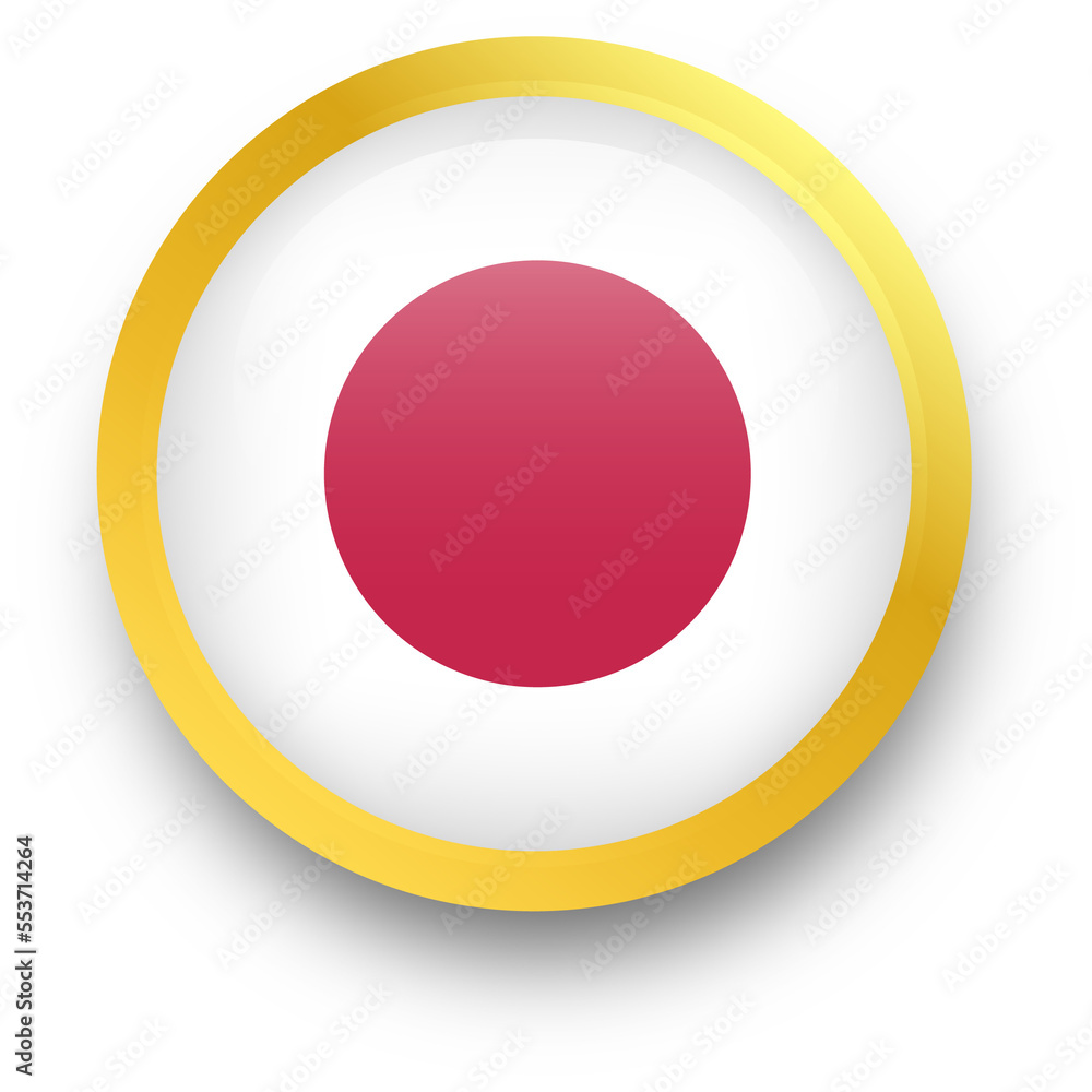 Official flag of Japan in golden circle shape. Nation flag illustration. Official flag of Japan in golden circle shape. Nation flag illustration.
