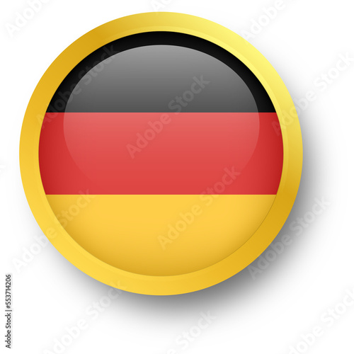 Official flag of Germany in golden circle shape. Nation flag illustration.