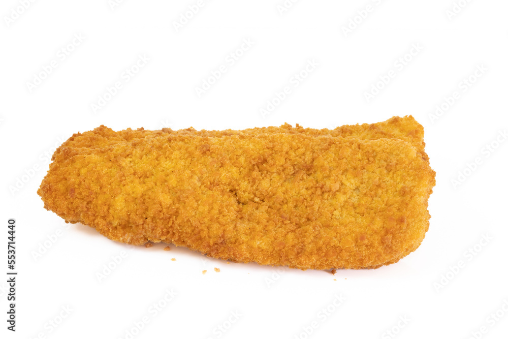 poisson pané en gros plan, isolé sur un fond blanc poisson pané en gros plan, isolé sur un fond blanc