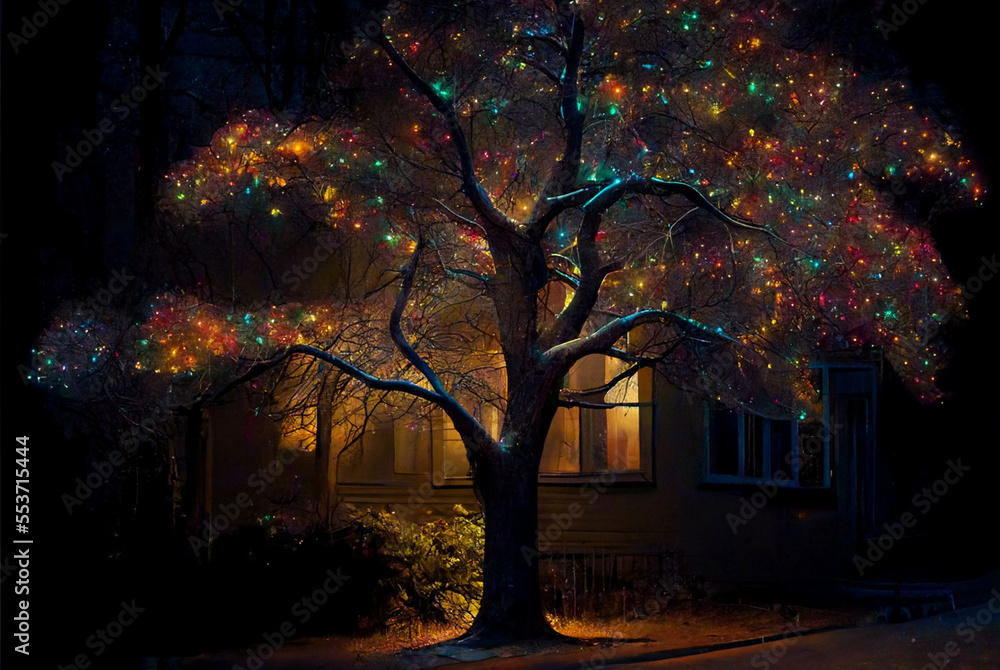 Tree with Christmas lights