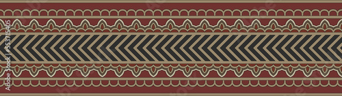 Digital Textile Design, Geometric Ornament Ethnic style border, digital print on fabric
