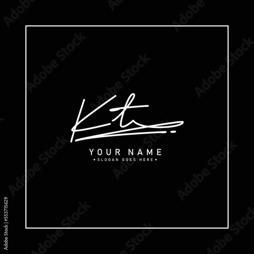 Initial Signature Logo for Letter KT - Vector Logo Template in Handwritten Signature Style