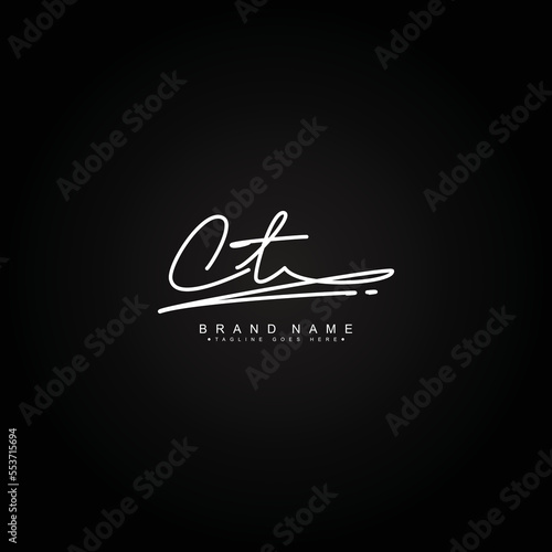 CT Handwritten Signature logo - Vector Logo Template for Beauty, Fashion and Photography Business