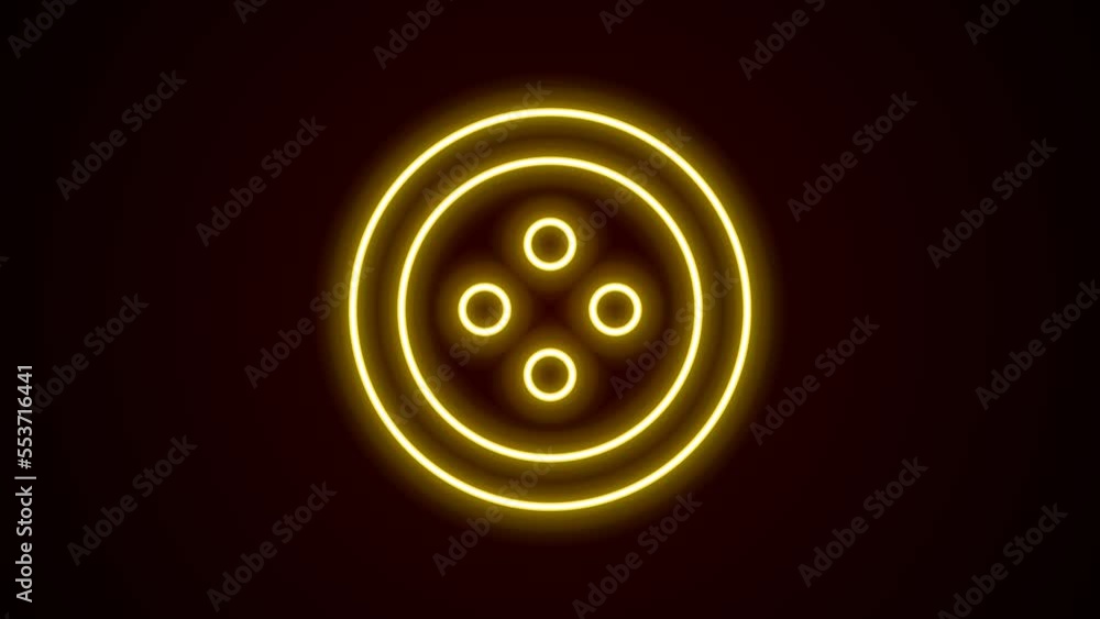 Glowing neon line Sewing button for clothes icon isolated on black background. Clothing button. 4K Video motion graphic animation Glowing neon line Sewing button for clothes icon isolated on black background. Clothing button. 4K Video motion graphic animation
