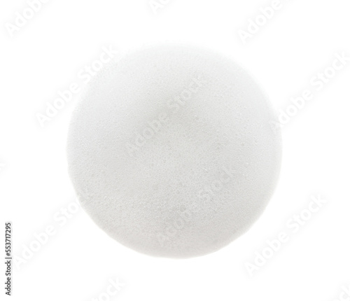 Soap foam in the form of a drop on a white background close-up. Foam with small bubbles isolate