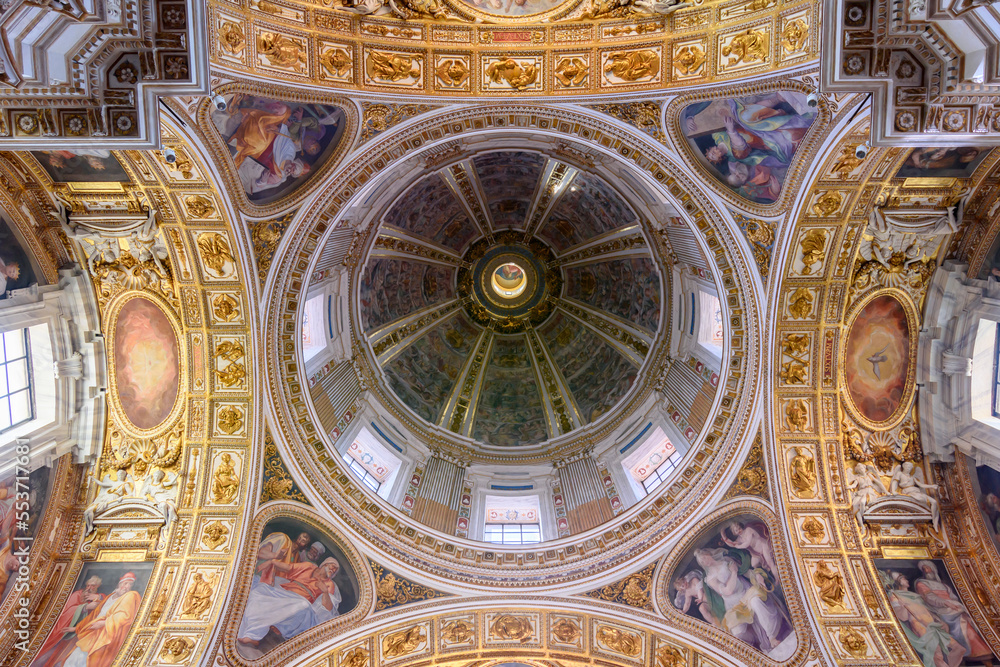 Decorated ceiling of Santa Maria Maggiore basilica in Rome, Italy