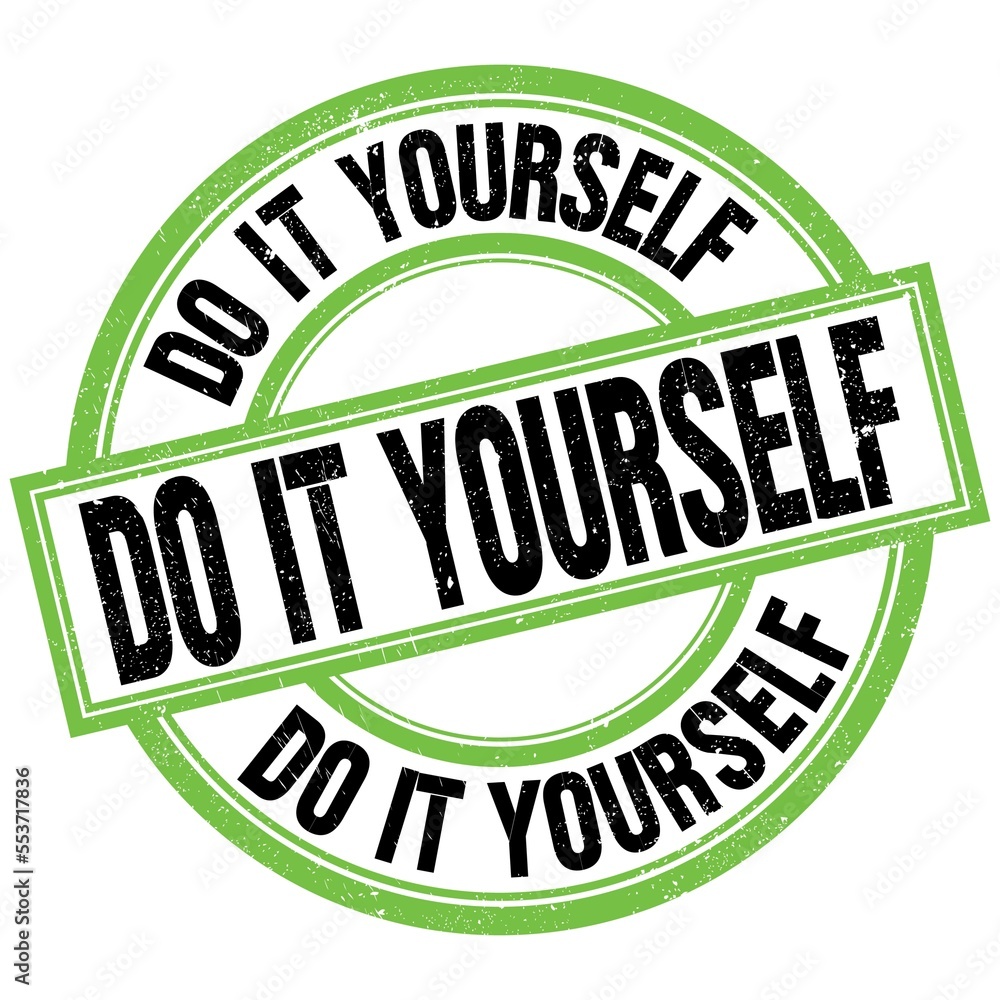 DO IT YOURSELF text on green-black round stamp sign